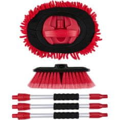 Dirt Devil Komplet za pranje / čiščenje vozil, 5 kos, ALL IN ONE, 1x mehka krtača, 1x šenilna krpa, 3x držalo, možnost priključitve cevi za vodo, črno-rdeč