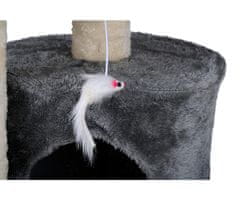 PET Toys mačje drevo in praskalnik za mačke, 2 nivoja, za praskanje / spanje / igranje, 58x50x33cm, sivo-rjavo
