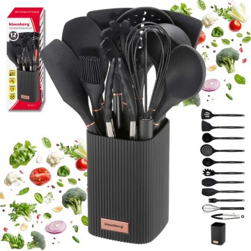 KLAUSBERG KOMPLET 12 SILIKONSKIH KUHINJSKIH PRIBOROV V STOJALU KLAUSBERG KB-9011