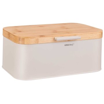 KINGHoff KINGHOFF KH-1928 JEKLENA ŠKATLA ZA KRUH Z BAMBUSOVIM POKROVOM