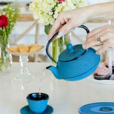 shumee VRČ IZ LITOŽELEZA MODREGA 900 ml S FILTERJEM IN SKODELICAMI, DARILO