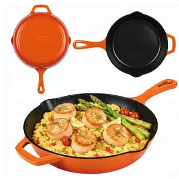 Emajlirana litoželezna ponev 26 cm oranžna