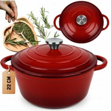 shumee Emajliran lonec iz litega železa 26 cm 5 l HAGE RDEČ