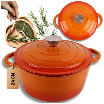 shumee Emajliran lonec iz litega železa 24 cm 4 l HAGE oranžen