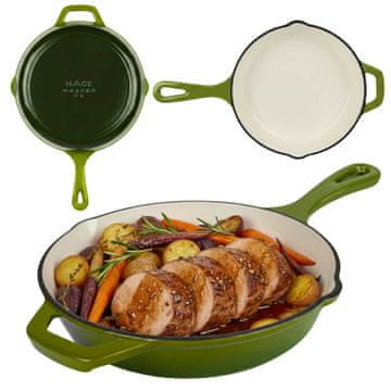 shumee Emajlirana litoželezna ponev 26 cm HAGE olivno zelena