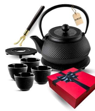 shumee VRČ IZ LITOŽELEZA ČRNEGA SILIKONA 900 ml S FILTERJEM IN SKODELICAMI, DARILO