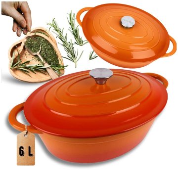 shumee Emajlirana litoželezna ponev 6 l HAGE oranžna