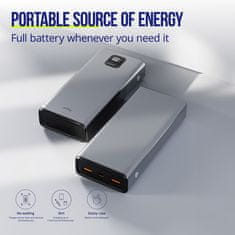 Allity APB-100 powerbank polnilna baterija, 20.000 mAh, 22.5 W, LCD zaslon, siva