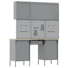 Vidaxl Delovna omara s predalom 8 pcs Črna Inženirski les in jeklo