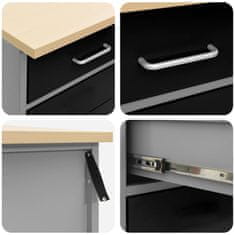 Vidaxl Delovna omara s predalom 8 pcs Črna Inženirski les in jeklo