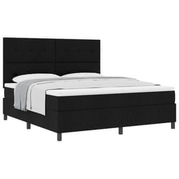 Vidaxl Postelja z vzmetnico z vzglavjem Črna 180 x 200 cm blago