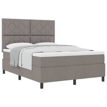 Vidaxl Postelja z vzmetnico z vzglavjem Taupe 160 x 200 cm blago
