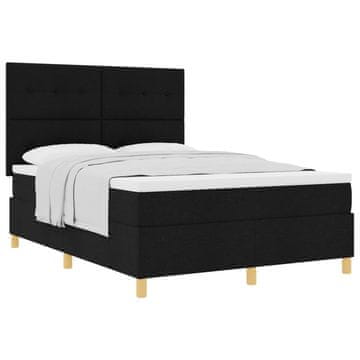 Vidaxl Postelja z vzmetnico z vzglavjem Črna 140 x 190 cm blago