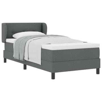 Vidaxl Postelja z vzmetnico z vzglavjem Temno siva 90 x 200 cm blago