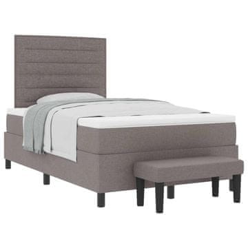 Vidaxl Postelja z vzmetnico z vzglavjem Taupe 120 x 190 cm blago