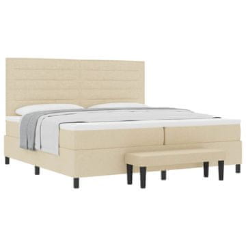 Vidaxl Postelja z vzmetnico z vzmetnico krema 200 x 200 cm blago