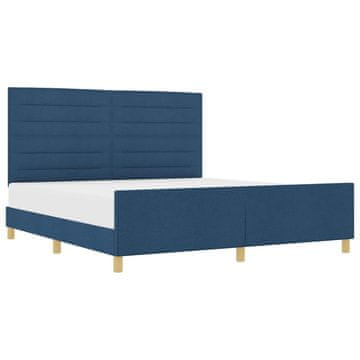 Vidaxl Konstrukcija postelje z vzglavjem Modra 180 x 200 cm blago