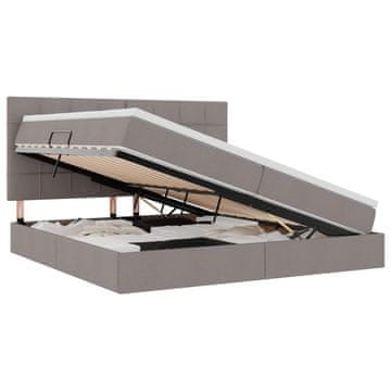 Vidaxl LED Postelja za Shranjevanje z Blazino Taupe 200 x 200 cm Blago