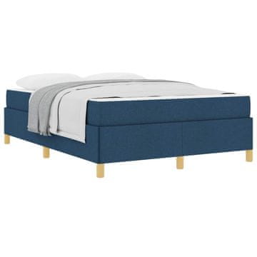 Vidaxl Konstrukcija postelje z vzmetnico Modra 160 x 200 cm blago