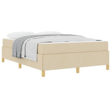 Vidaxl Konstrukcija postelje z vzmetnico krema 140 x 190 cm blago