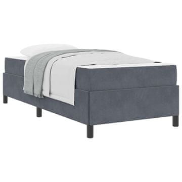 Vidaxl Konstrukcija postelje z vzmetnico Temno siva 80 x 200 cm blago