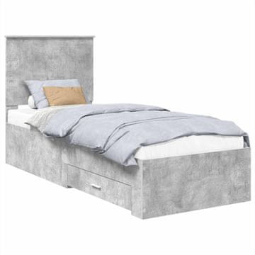 Vidaxl Konstrukcija postelje Betonsko siva in srebrna 70 x 190 cm
