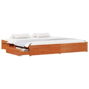 Vidaxl Konstrukcija postelje s predalom Voskast rjav 200 x 200 cm