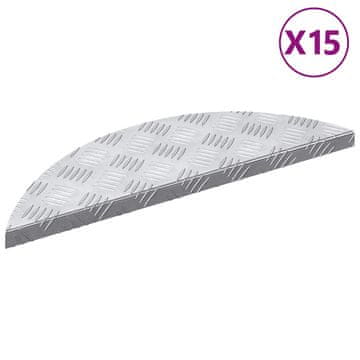 Vidaxl Stopnice Polmesec 15 pcs srebrna 60 x 18 x 2,5 cm Aluminij