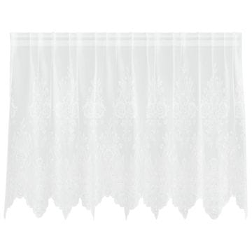 Vidaxl Čipkasta Zavesa z zavesami Cvetlični Bela 80 x 200 cm Poliester