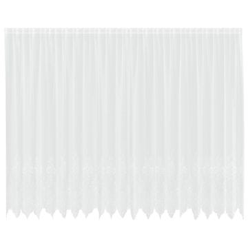 Vidaxl Čipkasta Zavesa z zavesami Bela 200 x 500 cm Poliester