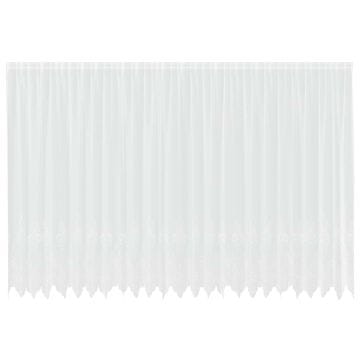 Vidaxl Čipkasta Zavesa z zavesami Bela 240 x 600 cm Poliester