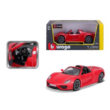 BBurago - Avtomobili HOBBY, Porsche 918 Spyder, rdeča, 1:24