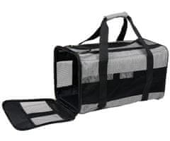 PET Transport potovalni komplet za prenašanje živali, torba, postelja, ročaj, naramnica, 45x27x25cm, max 7kg, črno-siv