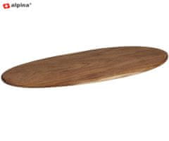 Alpina Servirna / rezalna deska, XXL, ovalna, vzdržljiv les, enostavno čiščenje, 65x26x1,5cm, rjava
