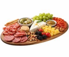 Alpina Servirna / rezalna deska, XXL, ovalna, vzdržljiv les, enostavno čiščenje, 65x26x1,5cm, rjava