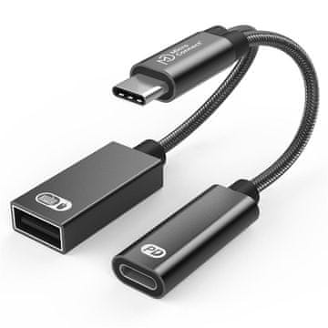 MicroConnect Adapter USB-C - USB-C PD in USB-A 2.0 F Premium,Črn 13cm