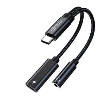 MicroConnect Adapter USB-C - USB-C PD in Audio Premium, Črn 13cm