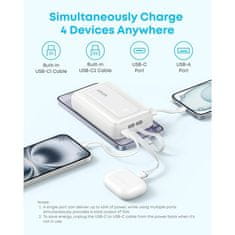 Anker Zolo Powerbank 20000 mAh, 45W z vgrajenima kabloma USB-C, črn