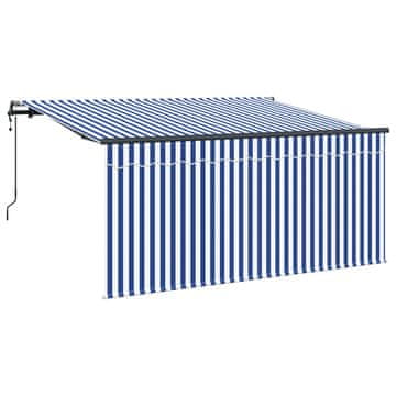 Vidaxl Retraktilna tenda Modra in bela 300 x 200 cm