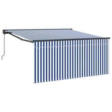 Vidaxl Retraktilna tenda Modra in bela 350 x 250 cm