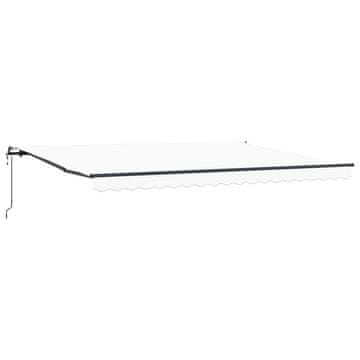 Vidaxl Vlečna tenda Bela 450 × 350 cm Tkanina in aluminij