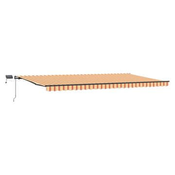 Vidaxl Vlečna tenda Rumena in oranžna 600 × 300 cm Tkanina in aluminij