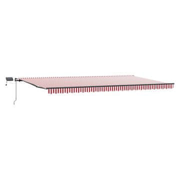 Vidaxl Retraktilna tenda z LED lučmi Rdeča in bela 600 ×350 cm blago