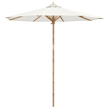 Vidaxl Vrtni dežnik Kremna bela Ø 270 x 260 cm Bambus