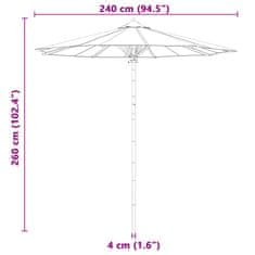 Vidaxl Vrtni dežnik Okrogla Ø 240 x 260 cm Bambus Temno siva