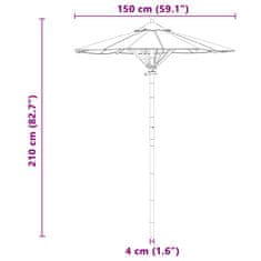 Vidaxl Vrtni dežnik Okrogla Ø 150 x 210 cm Bambus Temno siva