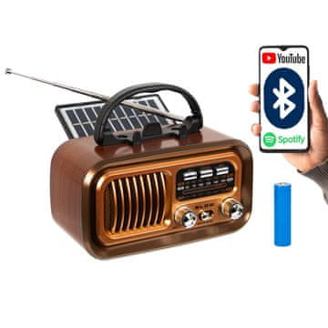 Blow Prenosni analogni radio AM/FM z Bluetoothom RA16, solarni.