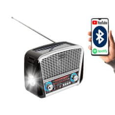Blow Prenosni analogni radio AM/FM z Bluetoothom RA17, solarni, srebrne barve.