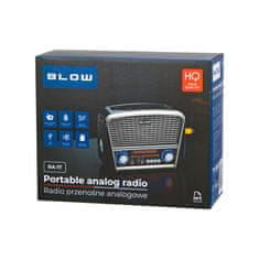 Blow Prenosni analogni radio AM/FM z Bluetoothom RA17, solarni, srebrne barve.
