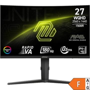 MSI MAG 275CQRF QD E2 monitor, 68,5cm (27), WQHD, VA, 180Hz, 0,5ms, ukrivljen, črn